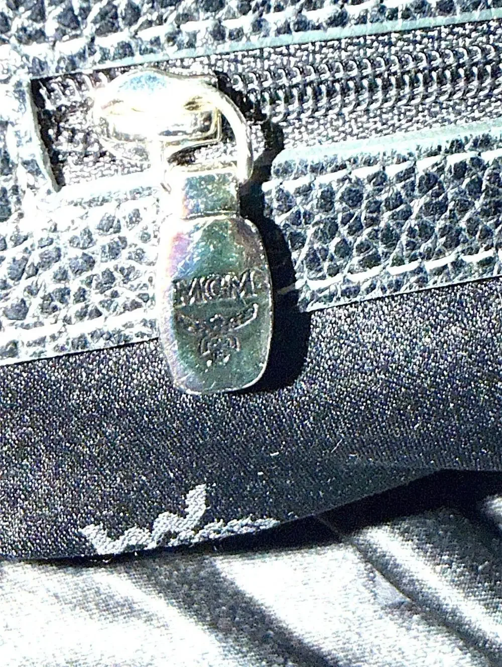 MCM Black Leather and Logo Patterned Handbag